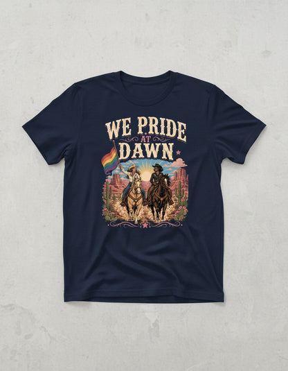 We Pride at Dawn Retro Lgbtq T-Shirt - product mockup - Navy