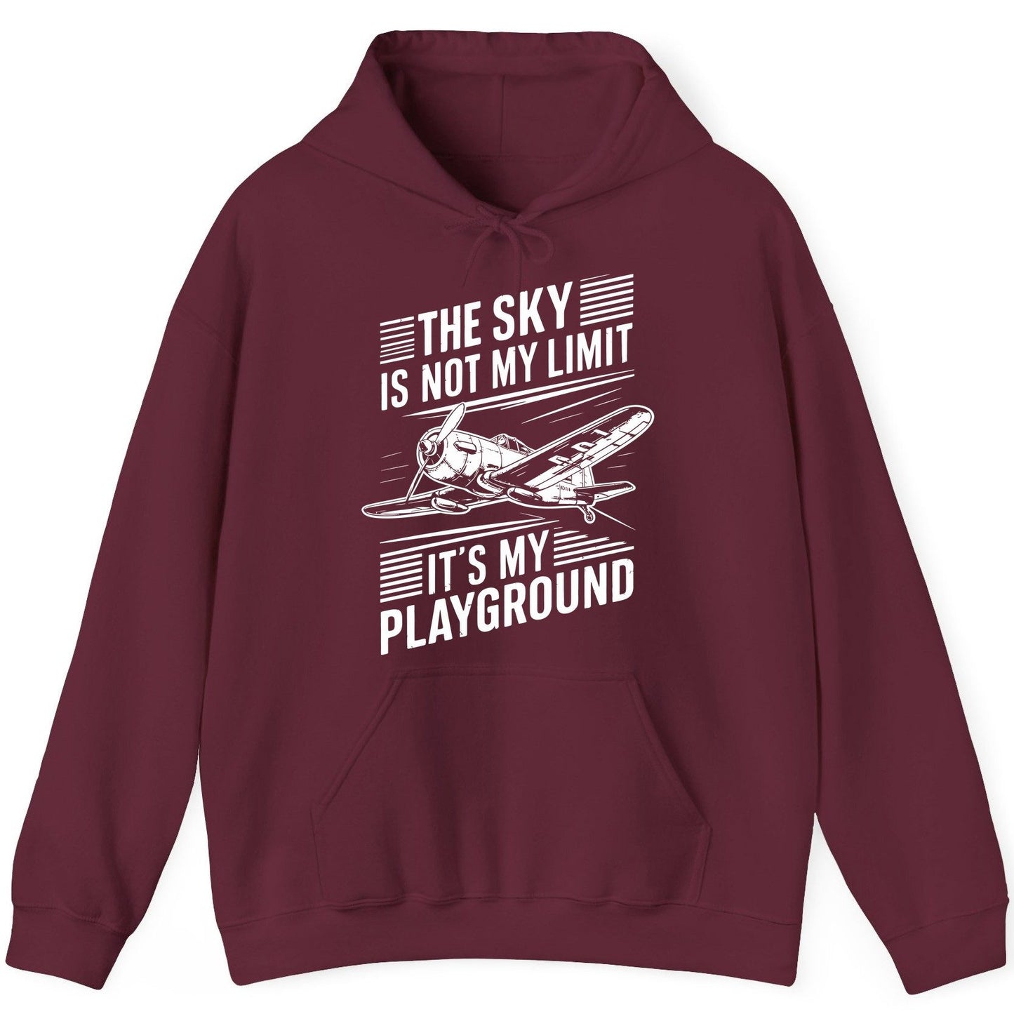The Sky Is Not My Limit It's My Playground vintage airplane Hoodie Maroon product mockup