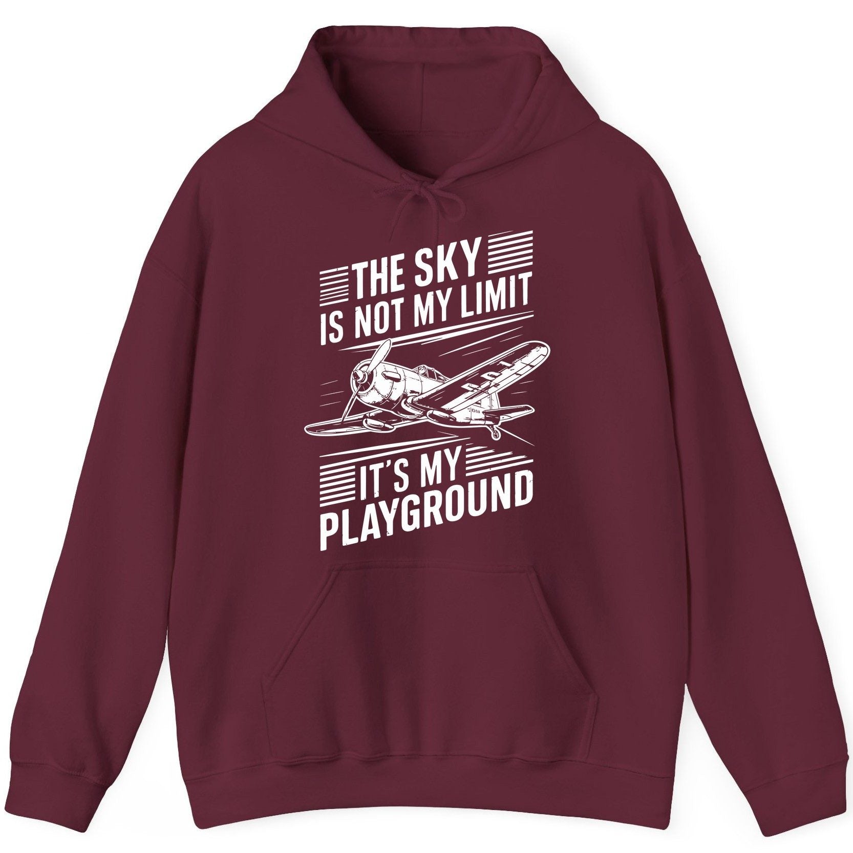 The Sky Is Not My Limit It's My Playground vintage airplane Hoodie Maroon product mockup