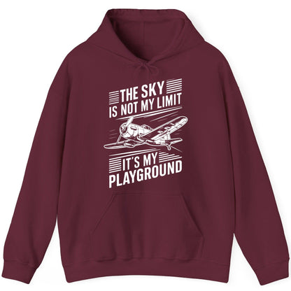 The Sky Is Not My Limit It's My Playground vintage airplane Hoodie Maroon product mockup