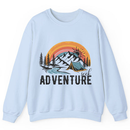 Seek Adventure camping Sweatshirt Light Blue product mockup