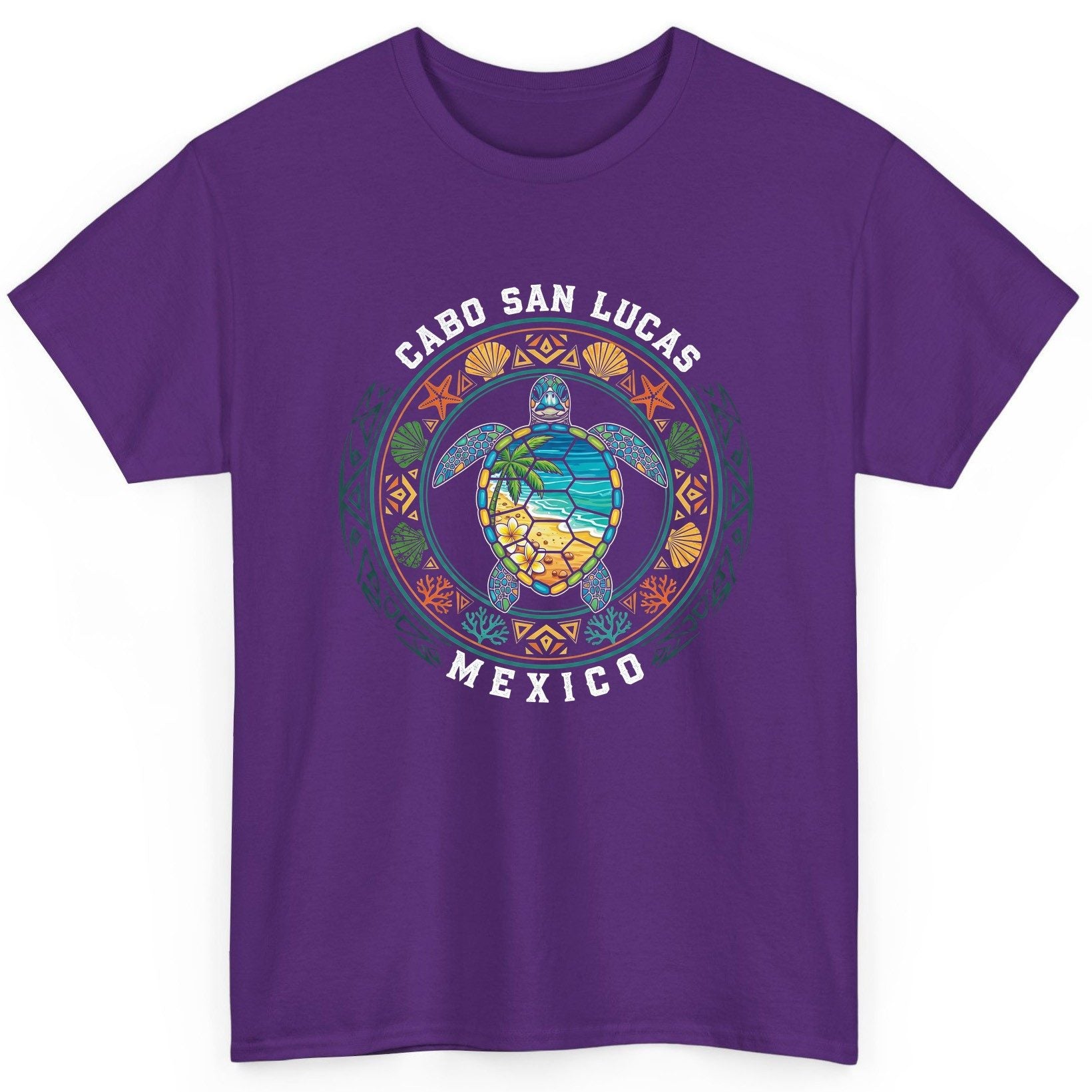 Cabo San Lucas Mexico sea turtle T-Shirt Purple product mockup