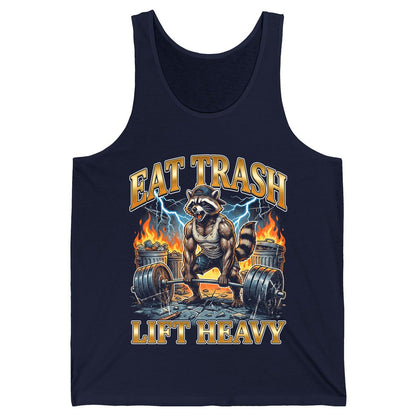 Eat Trash Lift Heavy raccoon Tank Top Navy product mockup