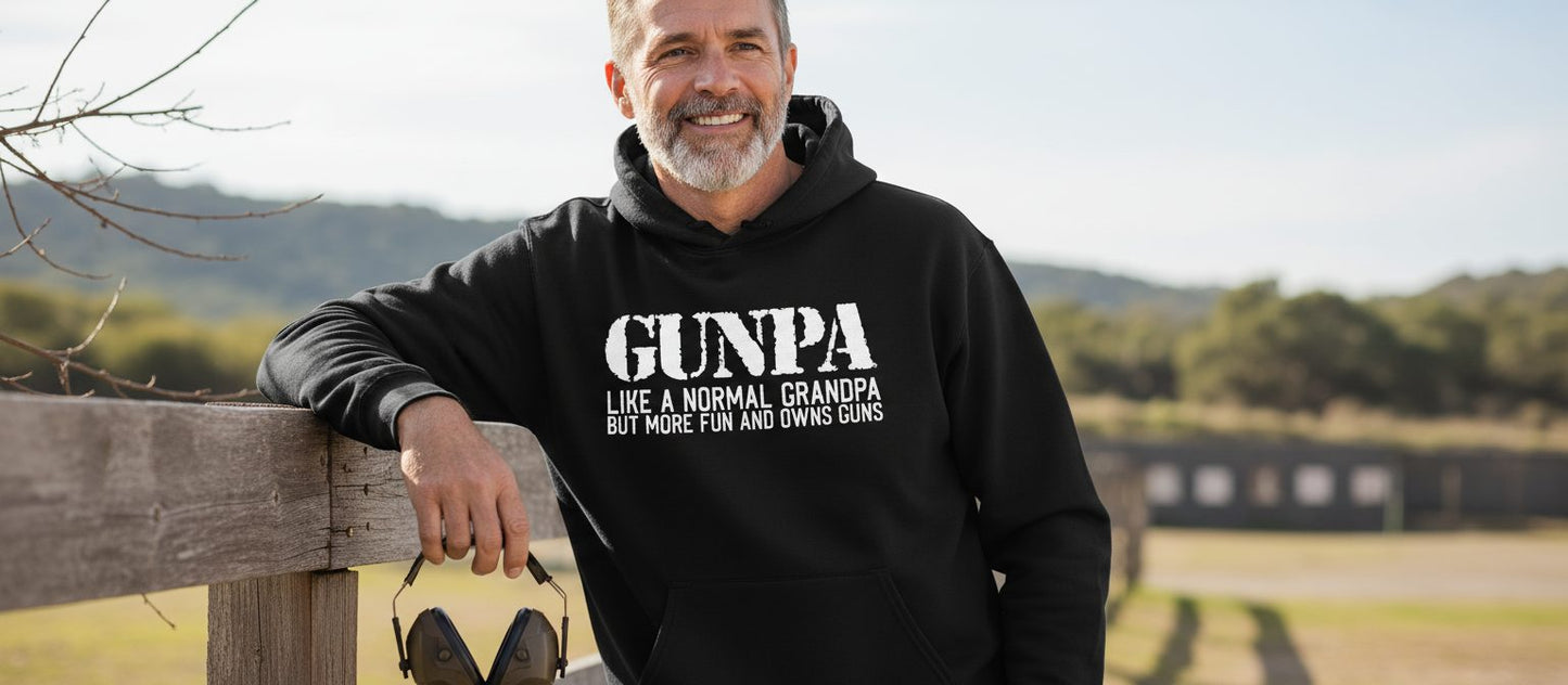 Gunpa Like a Normal Grandpa but More Fun and Owns Guns funny gun owner grandpa Hoodie Black lifestyle mockup