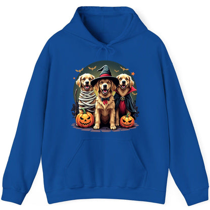 Golden Retriever Halloween Trio golden retriever Hoodie Royal product mockup