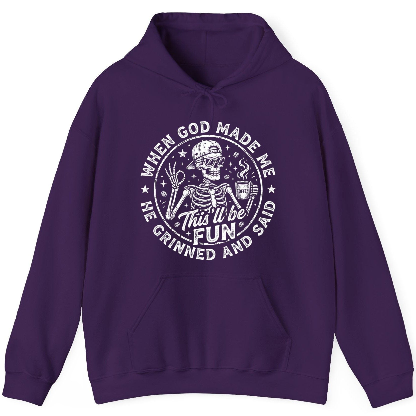 When God Made Me He Grinned and Said This'll Be FUN Hoodie - product mockup - Purple