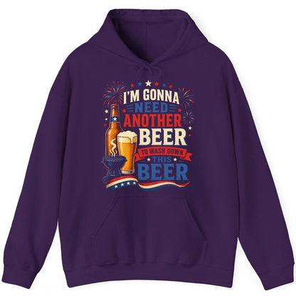 I'm Gonna Need Another Beer to Wash Down This Beer patriotic drinking humor Hoodie Purple product mockup