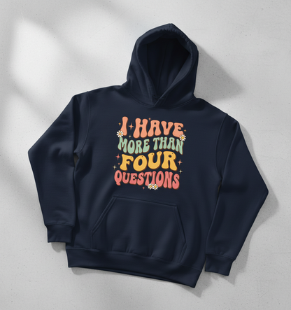 I Have More Than Four Questions Retro Groovy Passover Seder Hoodie - Navy