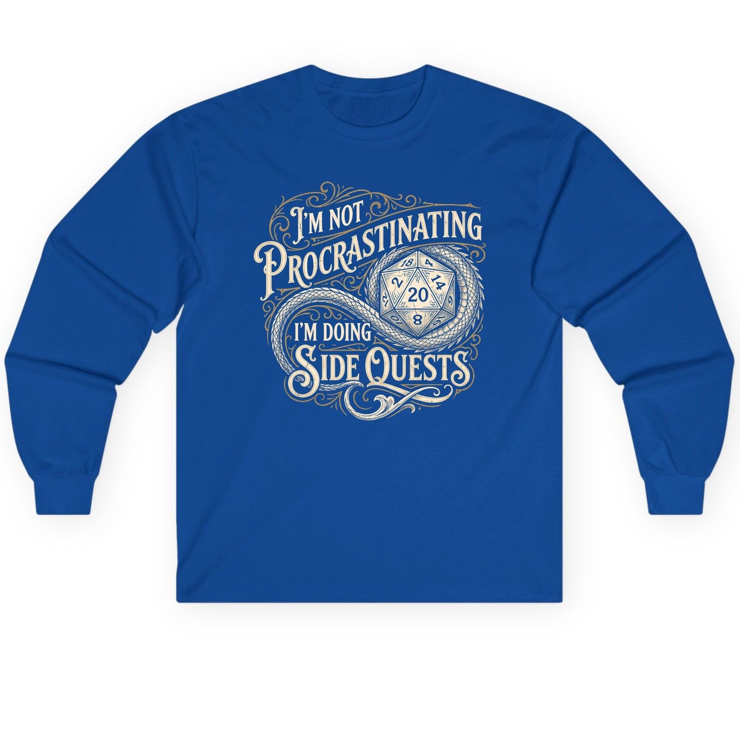 I'm Not Procrastinating I'm Doing Side Quests rpg gaming Long Sleeve Tee Royal product mockup