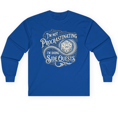 I'm Not Procrastinating I'm Doing Side Quests rpg gaming Long Sleeve Tee Royal product mockup