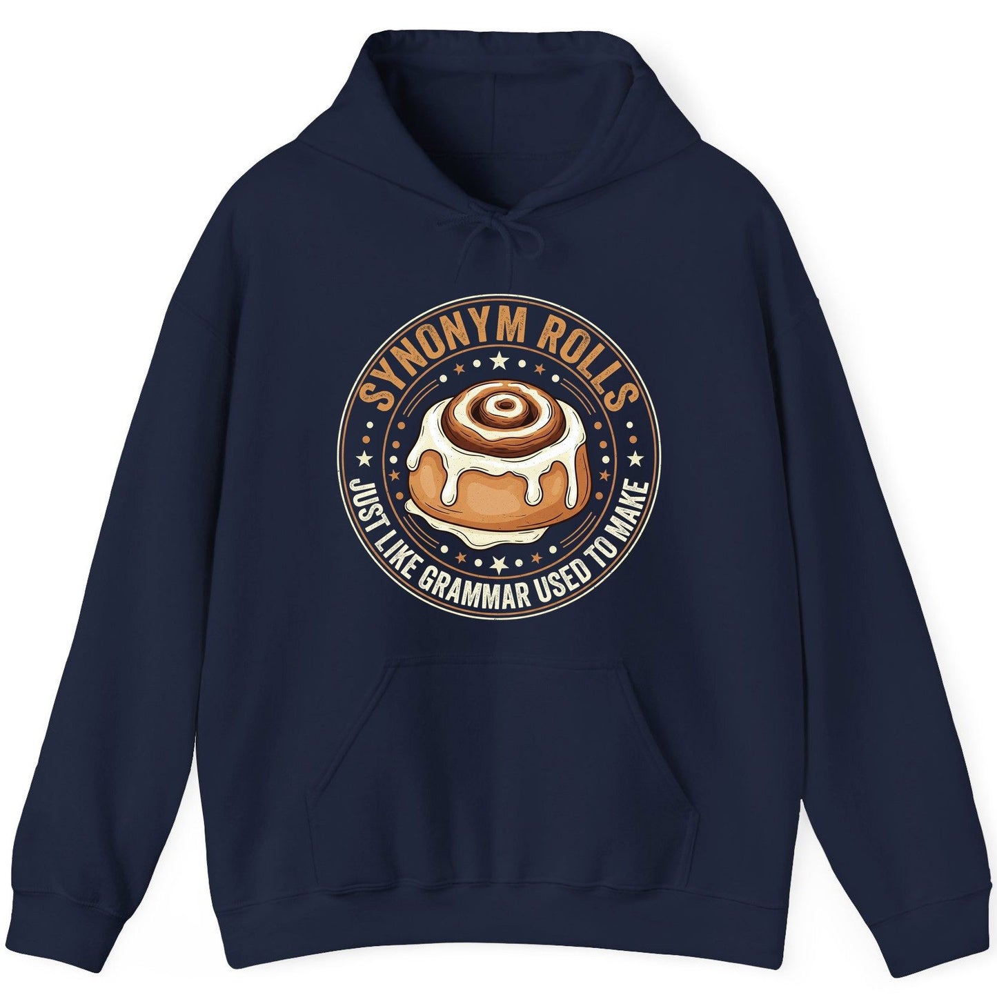 Synonym Rolls Just Like Grammar Used to Make grammar puns Hoodie Navy product mockup