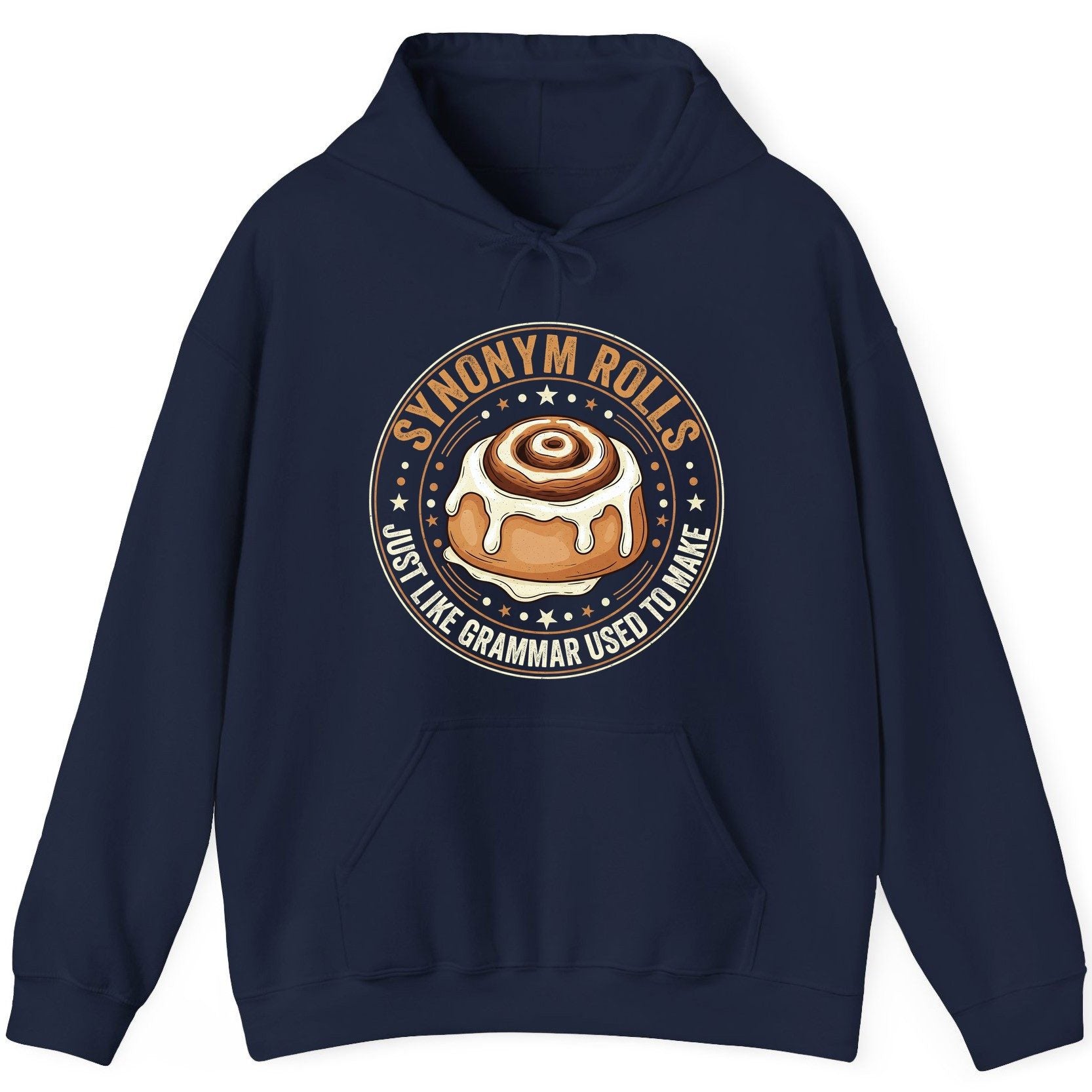 Synonym Rolls Just Like Grammar Used to Make grammar puns Hoodie Navy product mockup