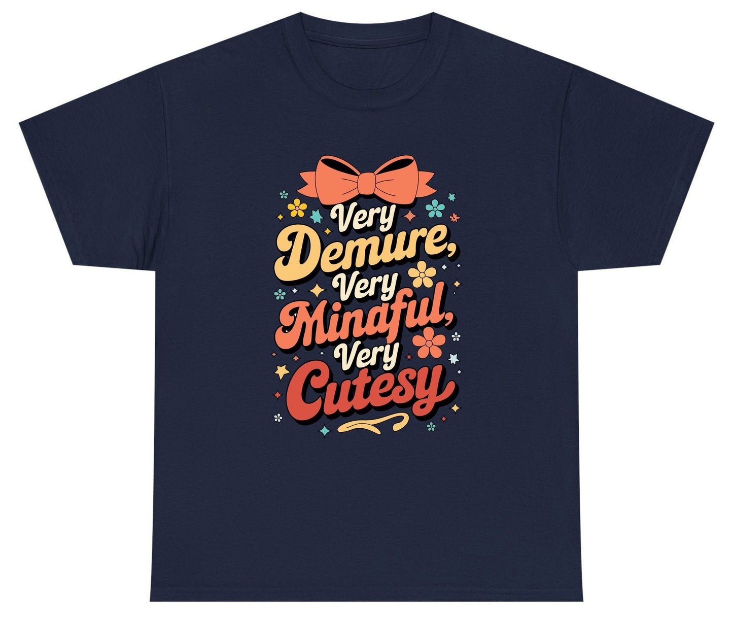 Very Demure, Very Mindful, Very Cutesy positive affirmations Youth T-Shirt Navy product mockup