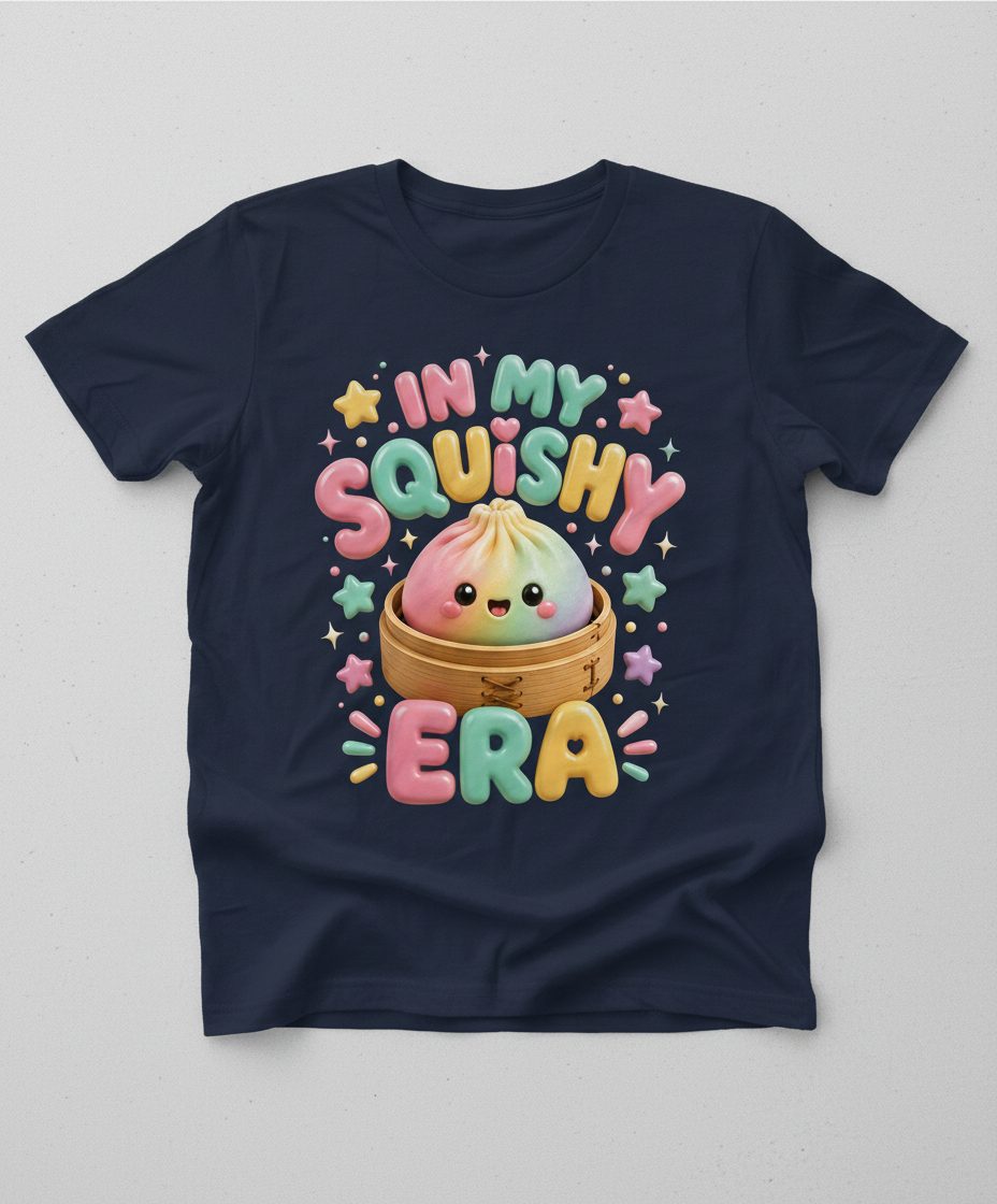In My Squishy Era Cute Dumpling T-Shirt - product mockup - Navy