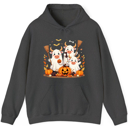 Cute Ghost Cows Halloween cows Hoodie Dark Heather product mockup