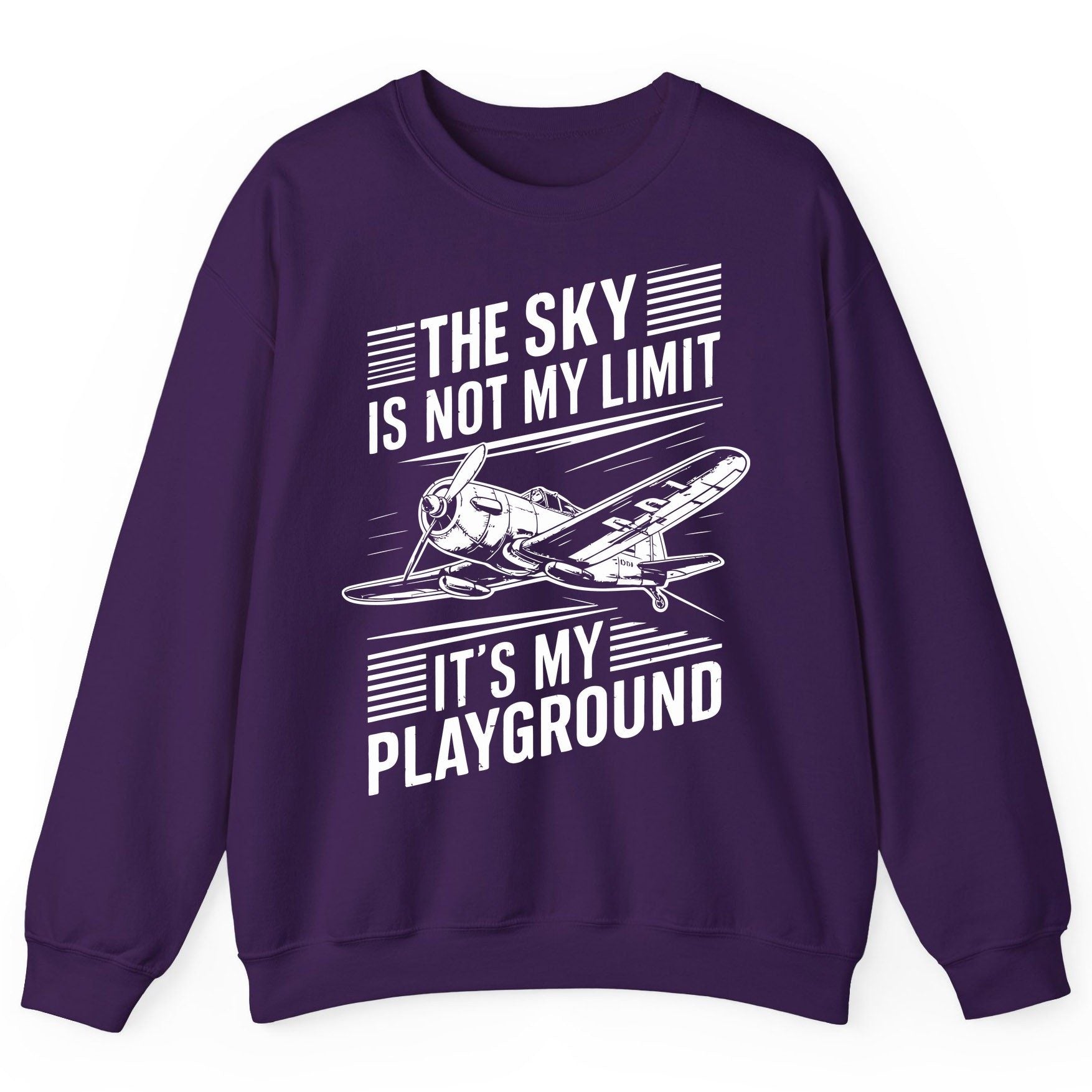 The Sky Is Not My Limit It's My Playground vintage airplane Sweatshirt Purple product mockup
