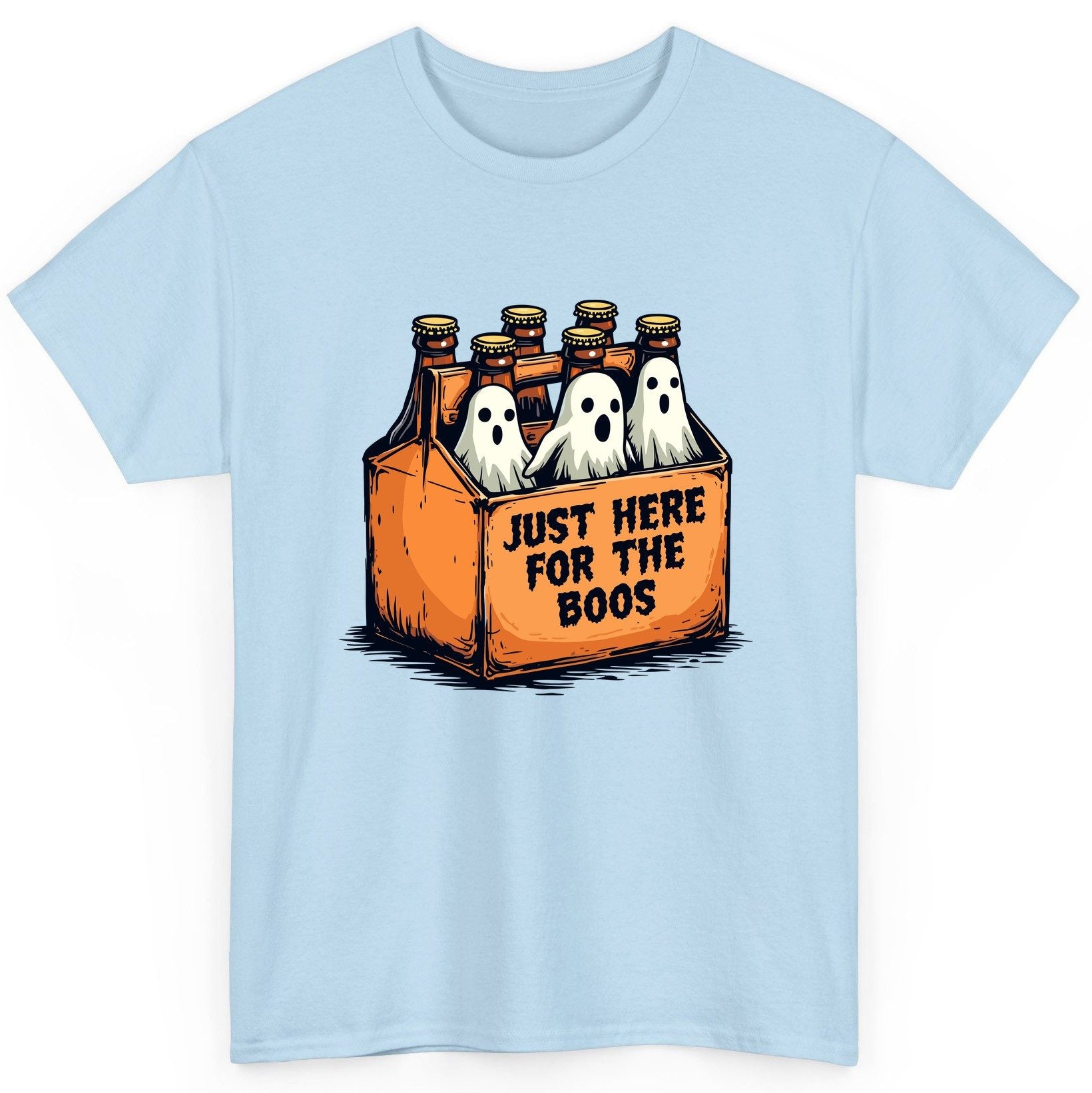 Just Here for the Boos Halloween T-Shirt Light Blue product mockup