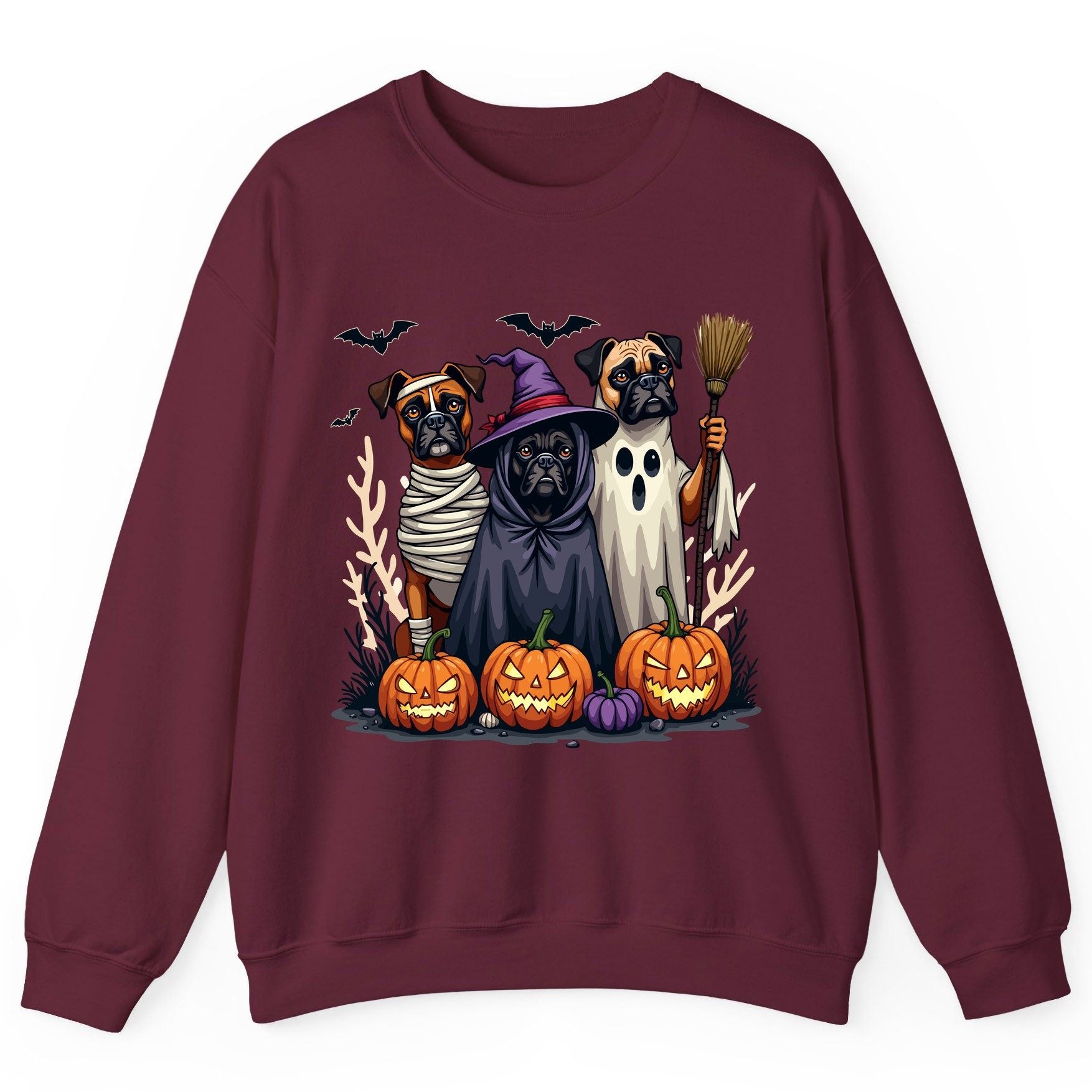Halloween Dogs in Costume Halloween dogs Sweatshirt Maroon product mockup