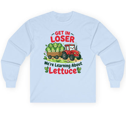GET IN LOSER We're Learning About Lettuce Long Sleeve Tee - product mockup - Light Blue