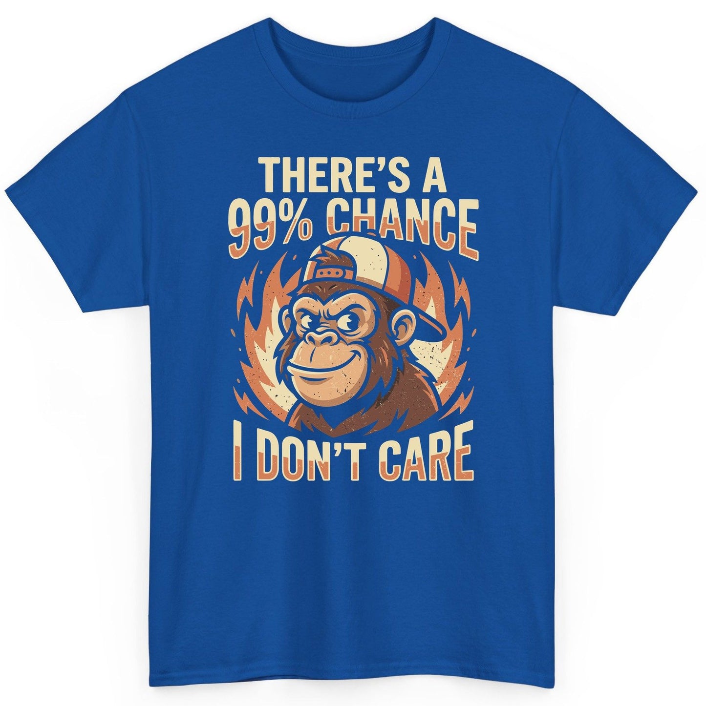 There's a 99% Chance I Don't Care monkey T-Shirt Royal product mockup