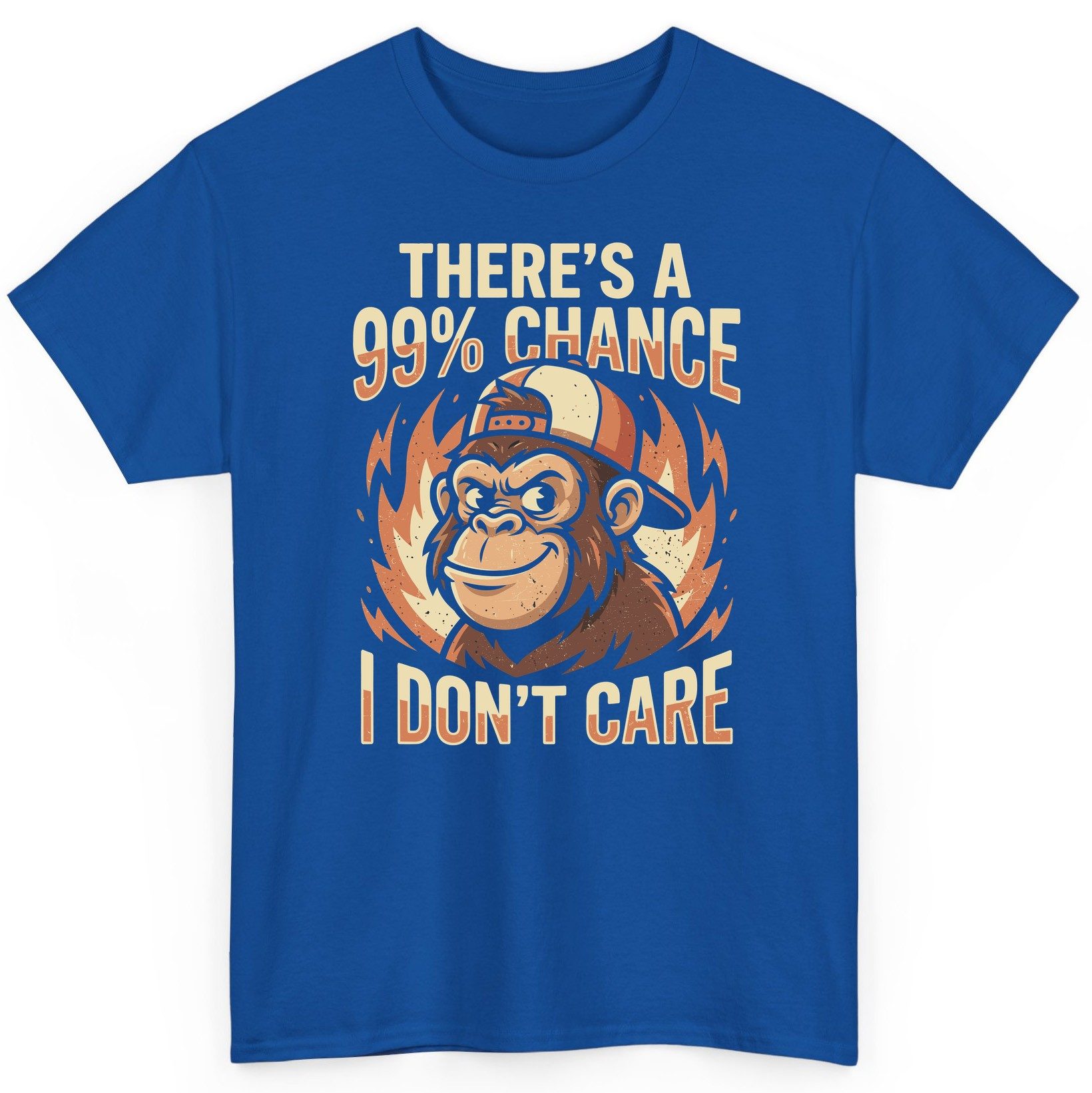 There's a 99% Chance I Don't Care monkey T-Shirt Royal product mockup