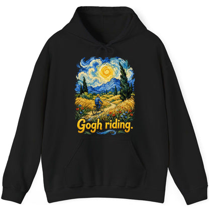 Gogh Riding van gogh art parody Hoodie Black product mockup