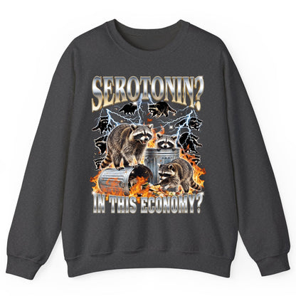Serotonin in This Economy? raccoons Sweatshirt Dark Heather product mockup