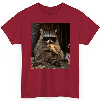 Raccoon Eating Taco Funny Animal Lovers T-Shirt - product mockup - Cardinal Red