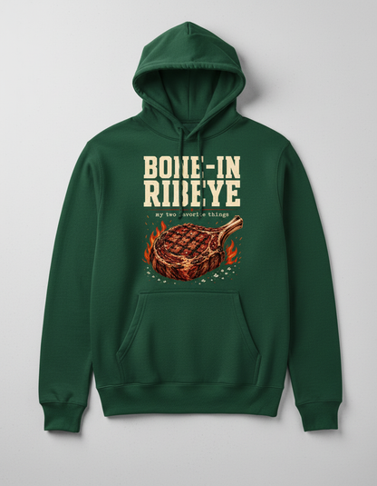 Bone-In Ribeye Steak Illustration Hoodie - Forest Green