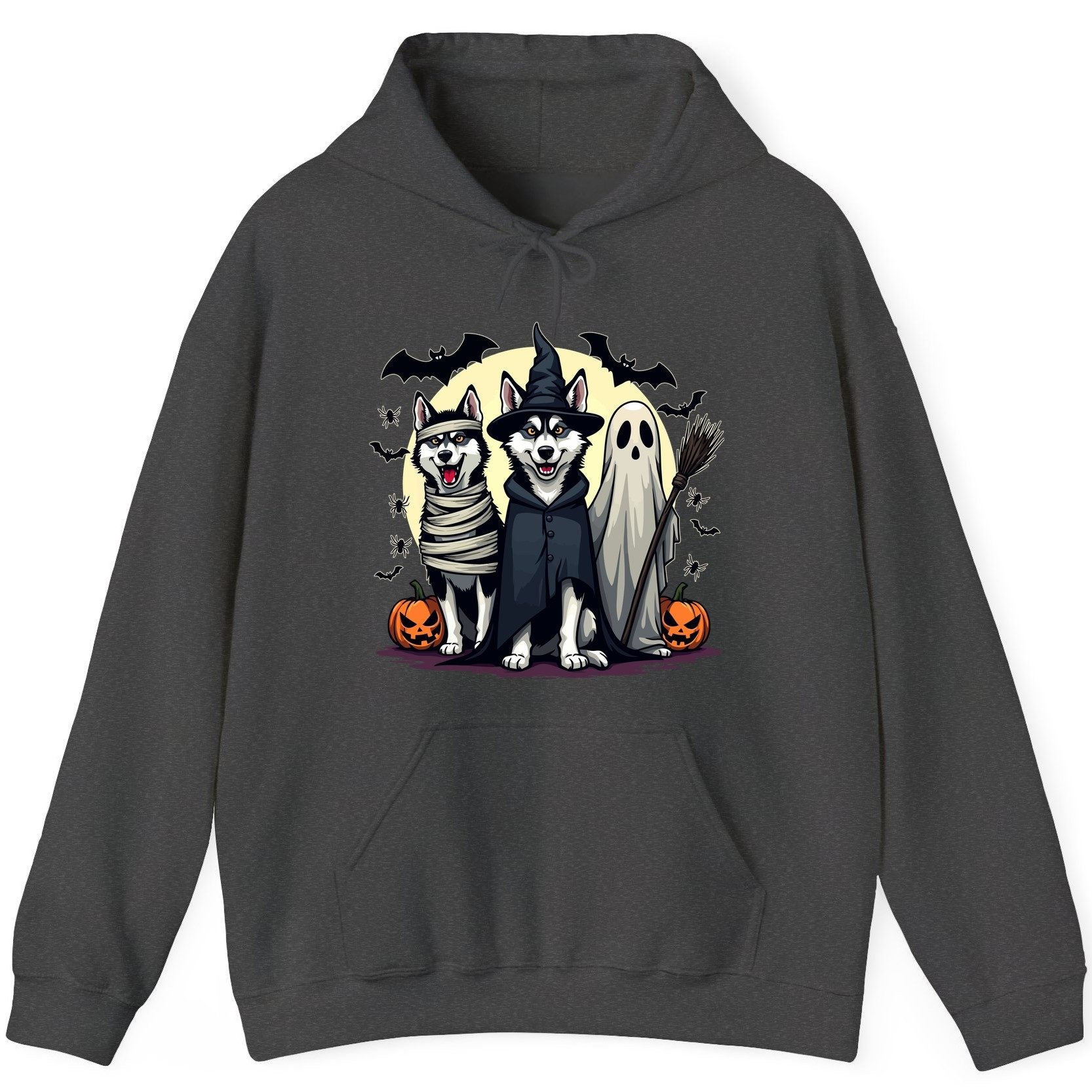 Halloween Huskies in Costumes Halloween huskies Hoodie Dark Heather product mockup