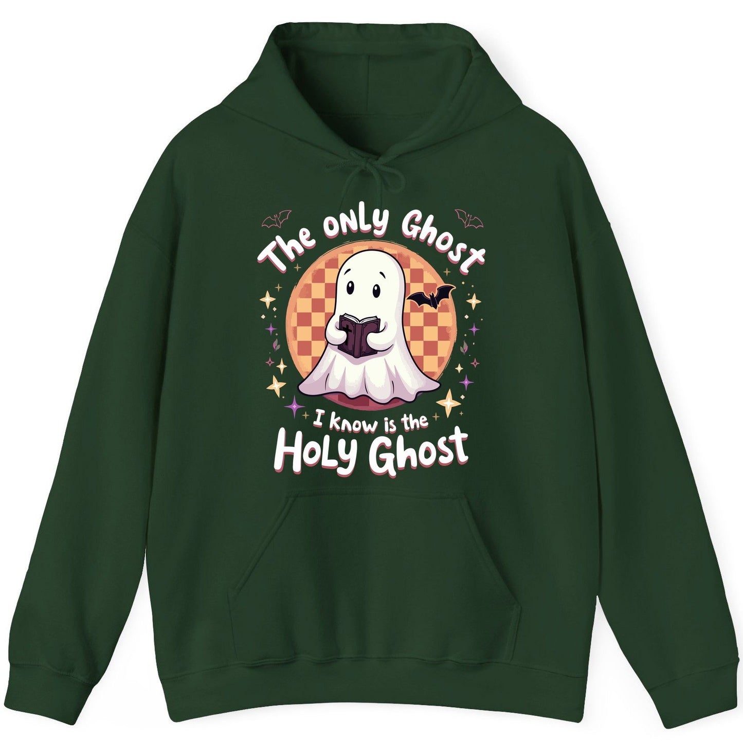 The Only Ghost I Know Is the Holy Ghost christian Halloween Hoodie Forest Green product mockup
