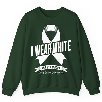 I Wear White for My Grandpa lung cancer awareness Sweatshirt Forest Green product mockup