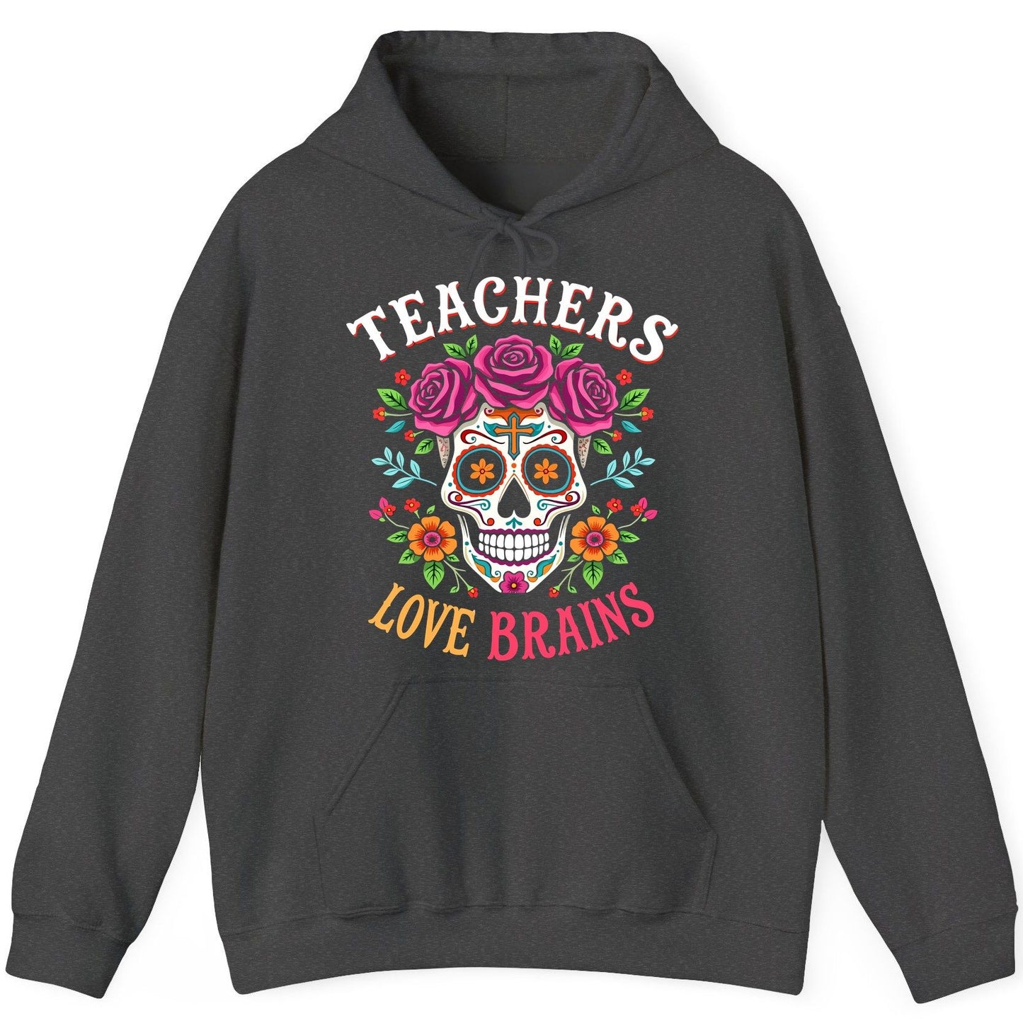 Teachers Love Brains teacher Hoodie Dark Heather product mockup