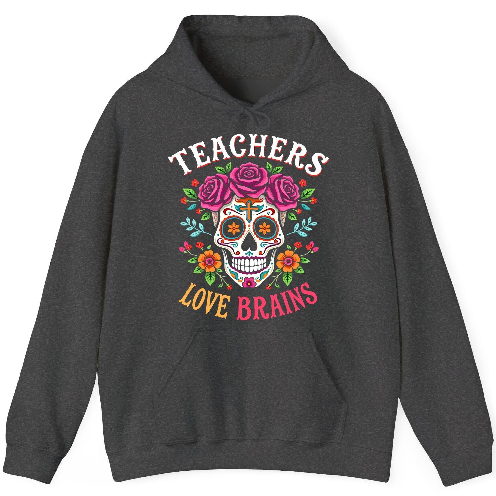 Teachers Love Brains teacher Hoodie Dark Heather product mockup