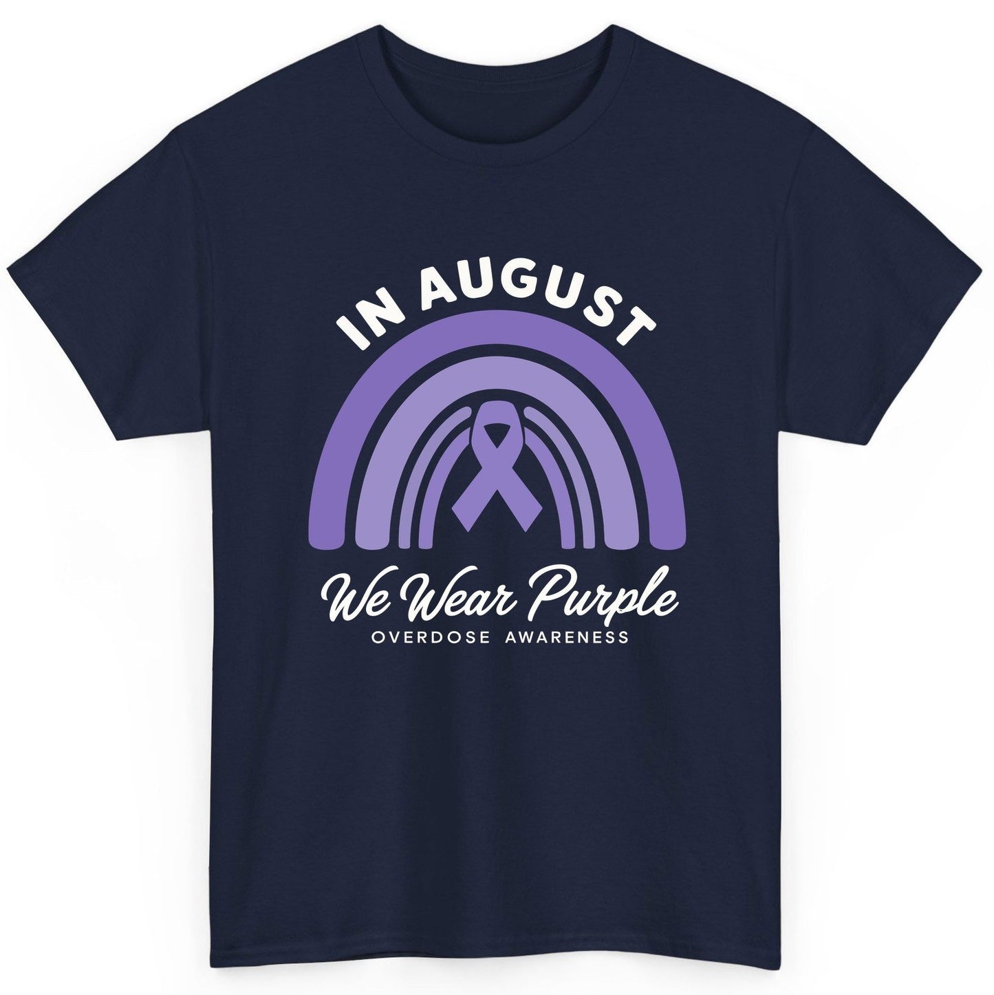 In August We Wear Purple Overdose Awareness overdose awareness T-Shirt Navy product mockup