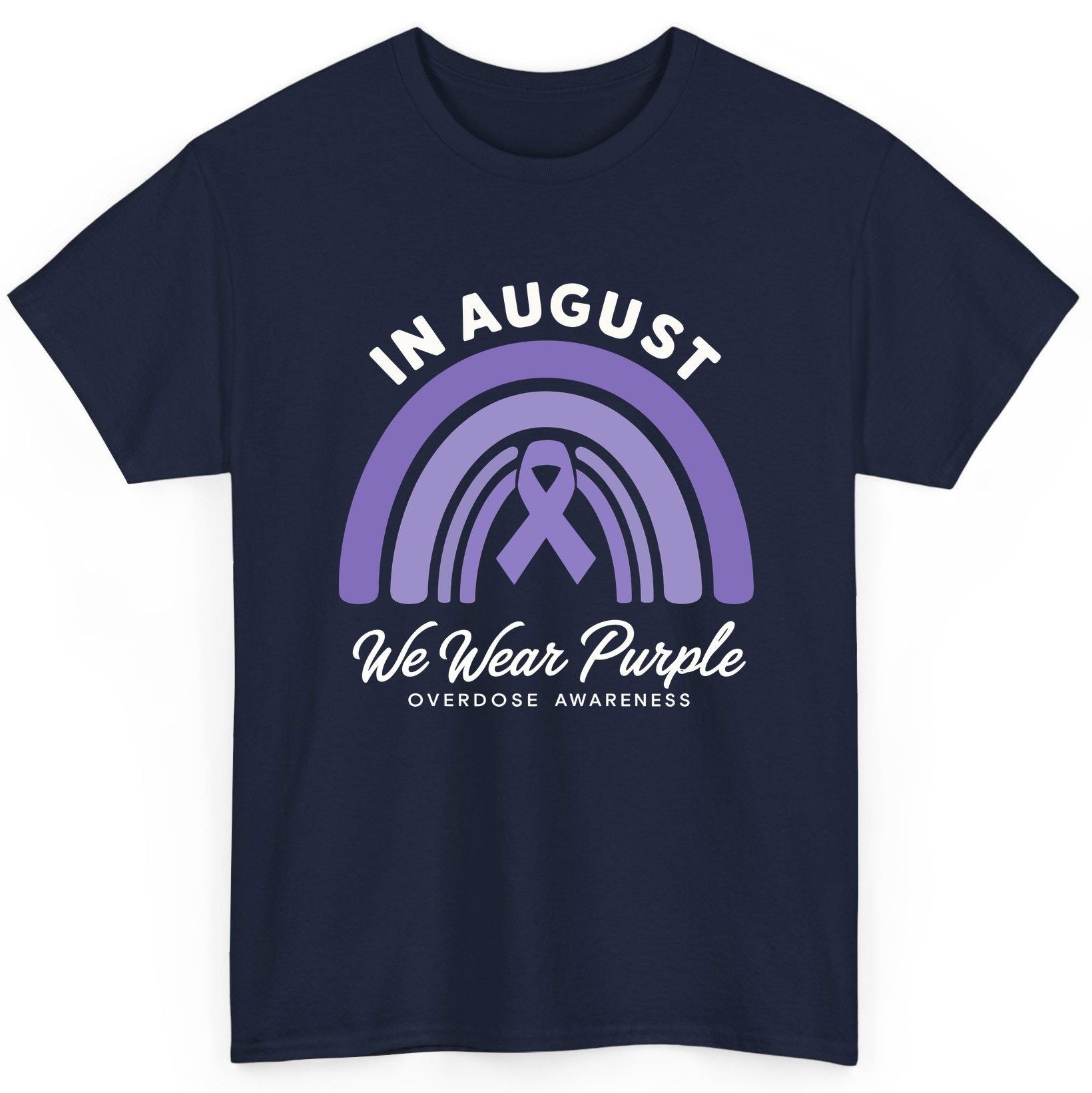 In August We Wear Purple Overdose Awareness overdose awareness T-Shirt Navy product mockup