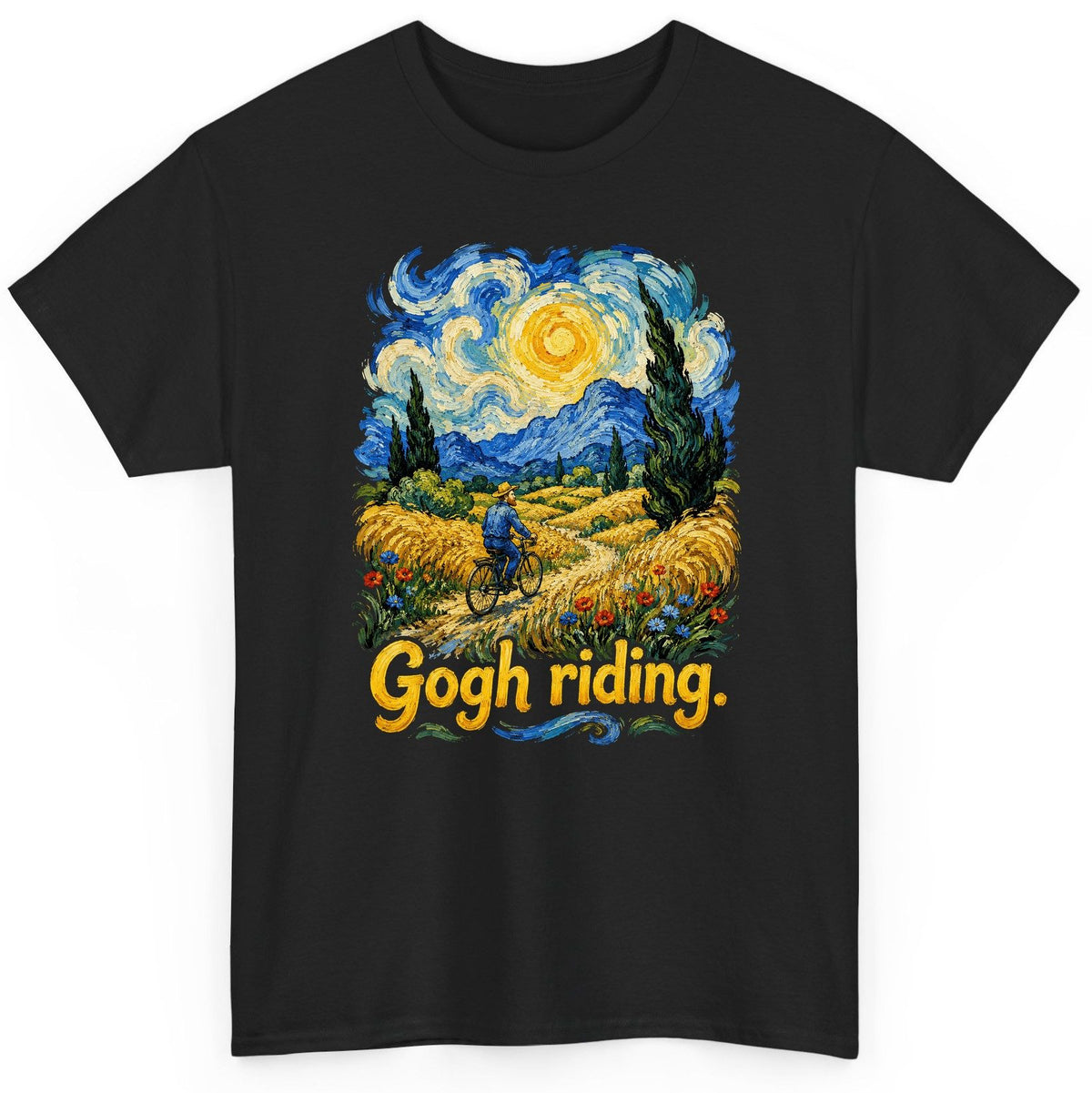 Gogh Riding van gogh art parody T-Shirt Black product mockup