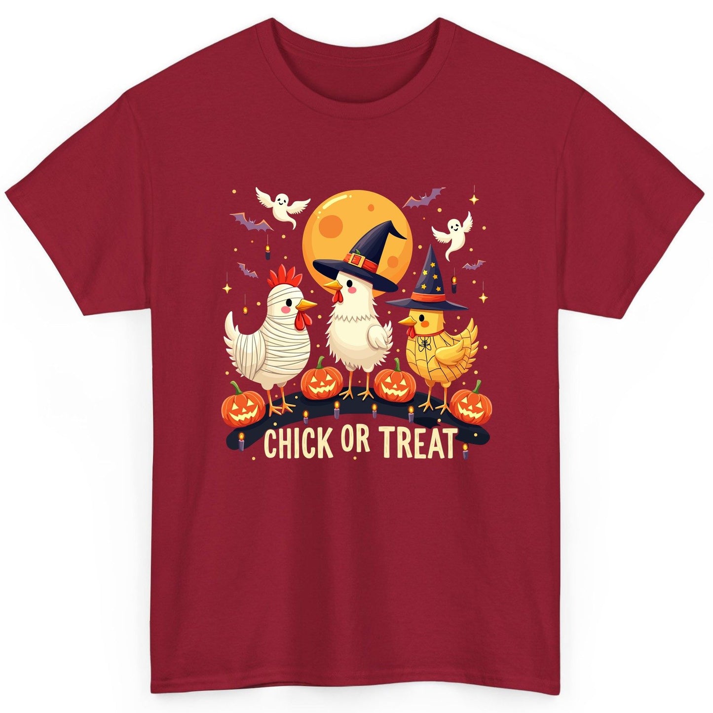 Chick or Treat Halloween chickens T-Shirt Cardinal Red product mockup