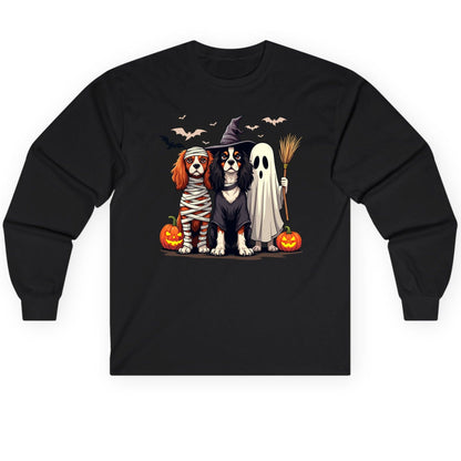 Cavalier Spaniel Halloween Dogs cavalier king charles spaniel Long Sleeve Tee Black product mockup