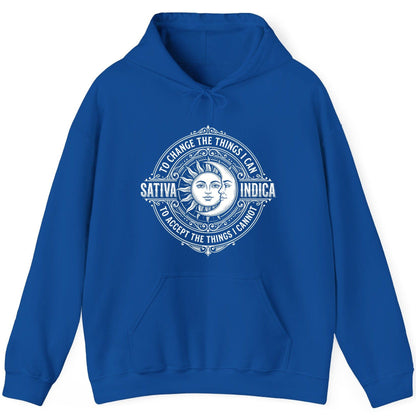 Sativa to Change the Things I Can Indica to Accept the Things I Hoodie - product mockup - Royal