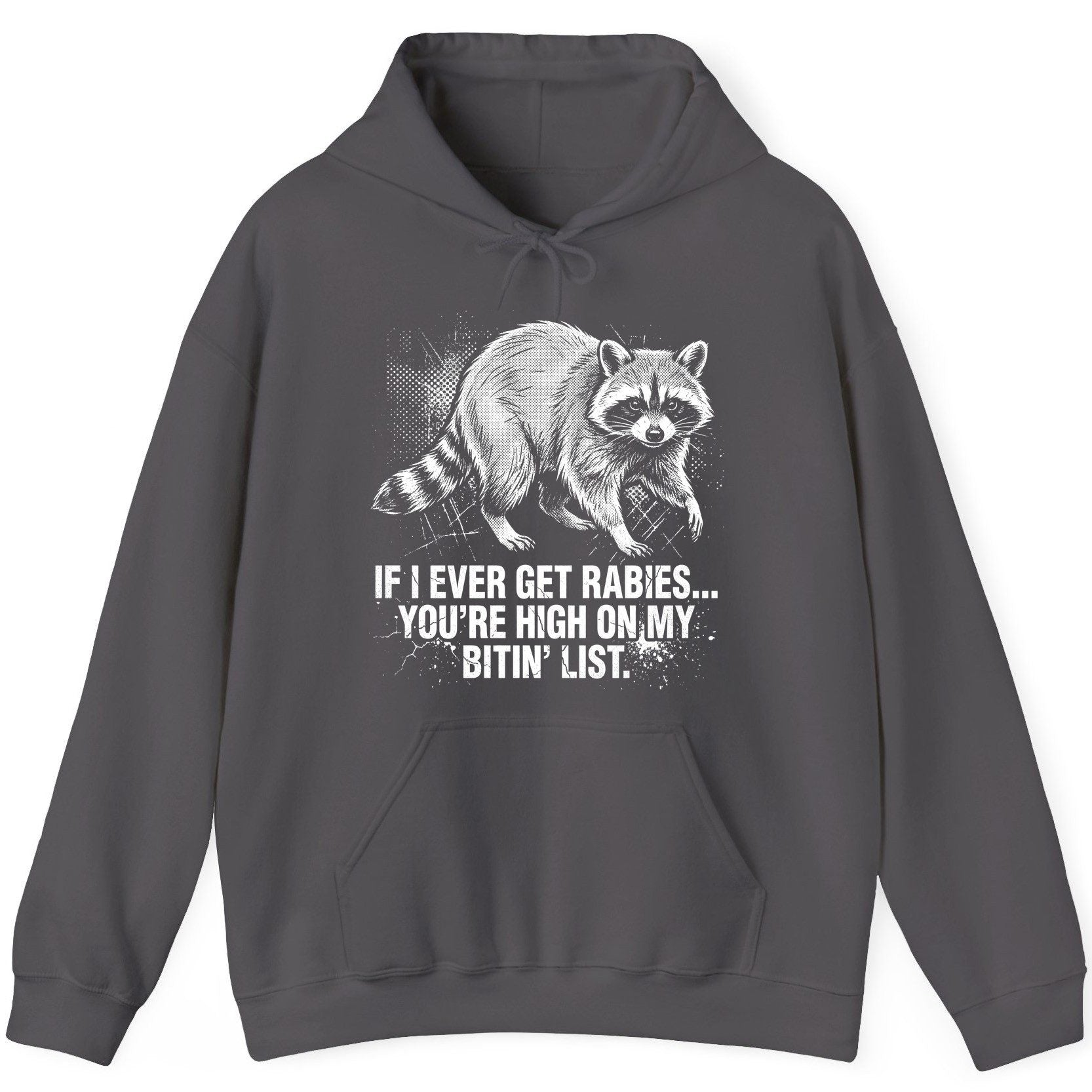If I Ever Get Rabies You're High on My Bitin' List raccoon Hoodie Charcoal product mockup