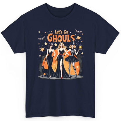Let's Go Ghouls Halloween women T-Shirt Navy product mockup