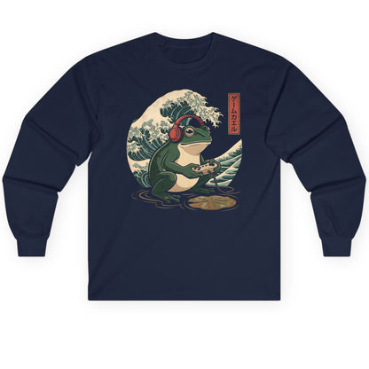 ゲームカエル gamer frog Long Sleeve Tee Navy product mockup
