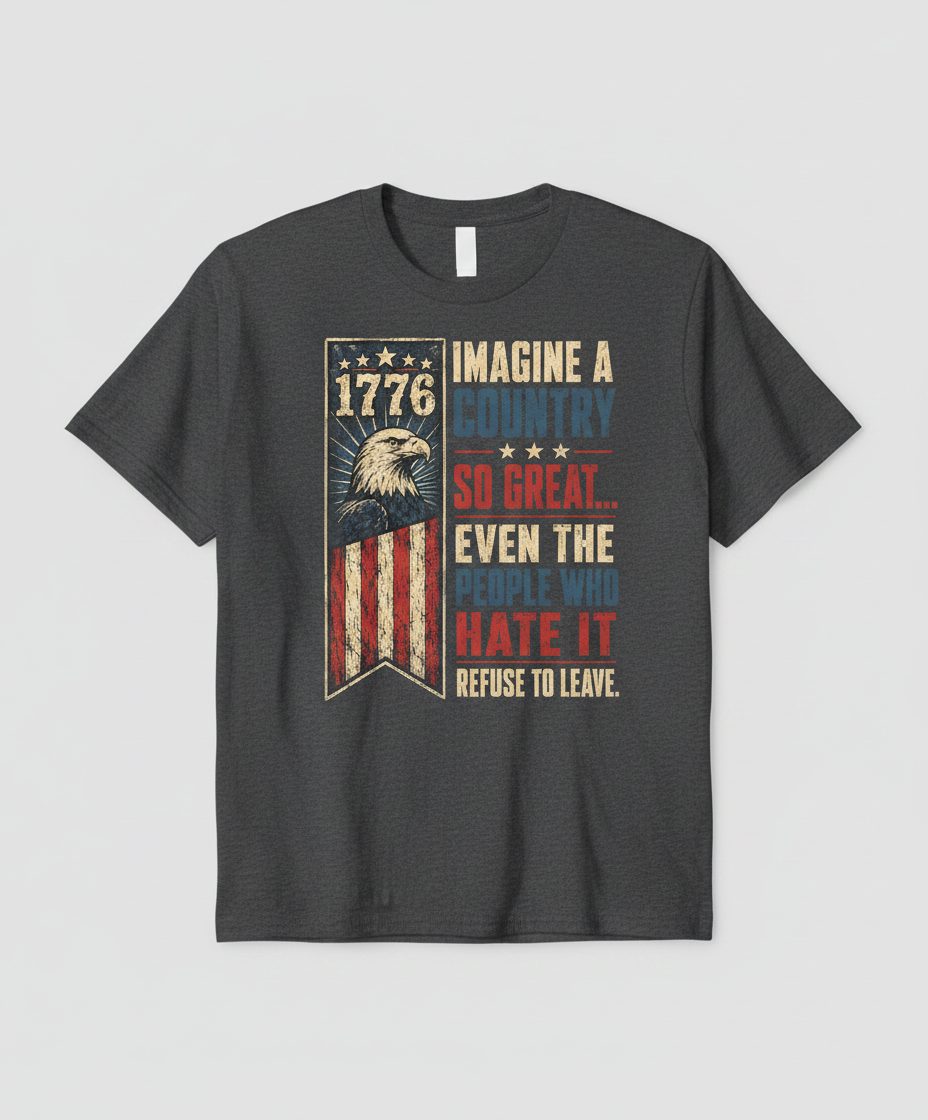 Imagine a Country So Great Patriotic Funny Patriots T-Shirt - product mockup - Dark Heather