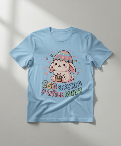 Egg Specting A Little Bunny Cute Easter Pregnancy Announcement T-Shirt - Light Blue