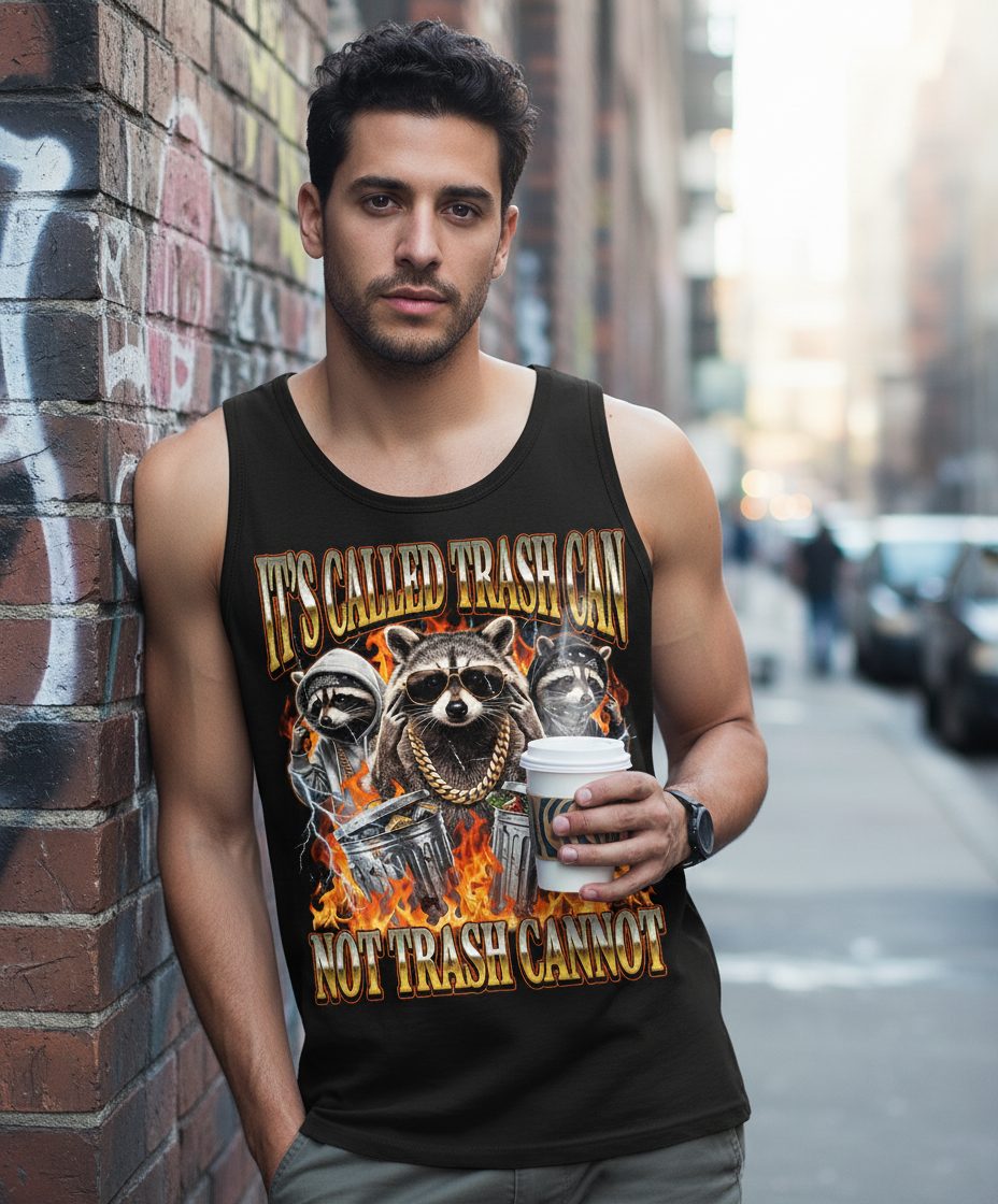 It's Called Trash Can Not Trash Cannot raccoon Tank Top Black lifestyle mockup