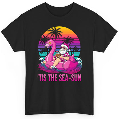 'Tis the Sea-Sun tropical santa claus T-Shirt Black product mockup