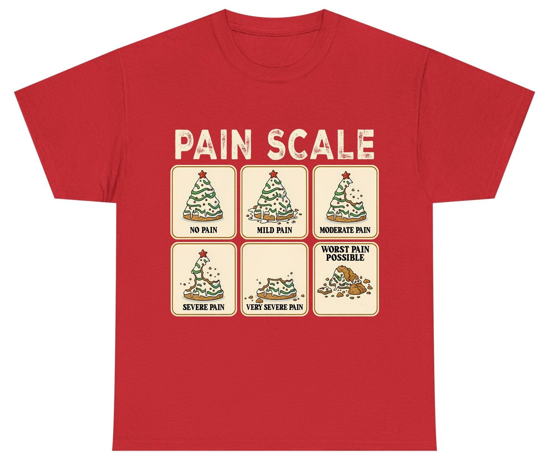 Pain Scale Christmas cookie pain scale Youth T-Shirt Red product mockup