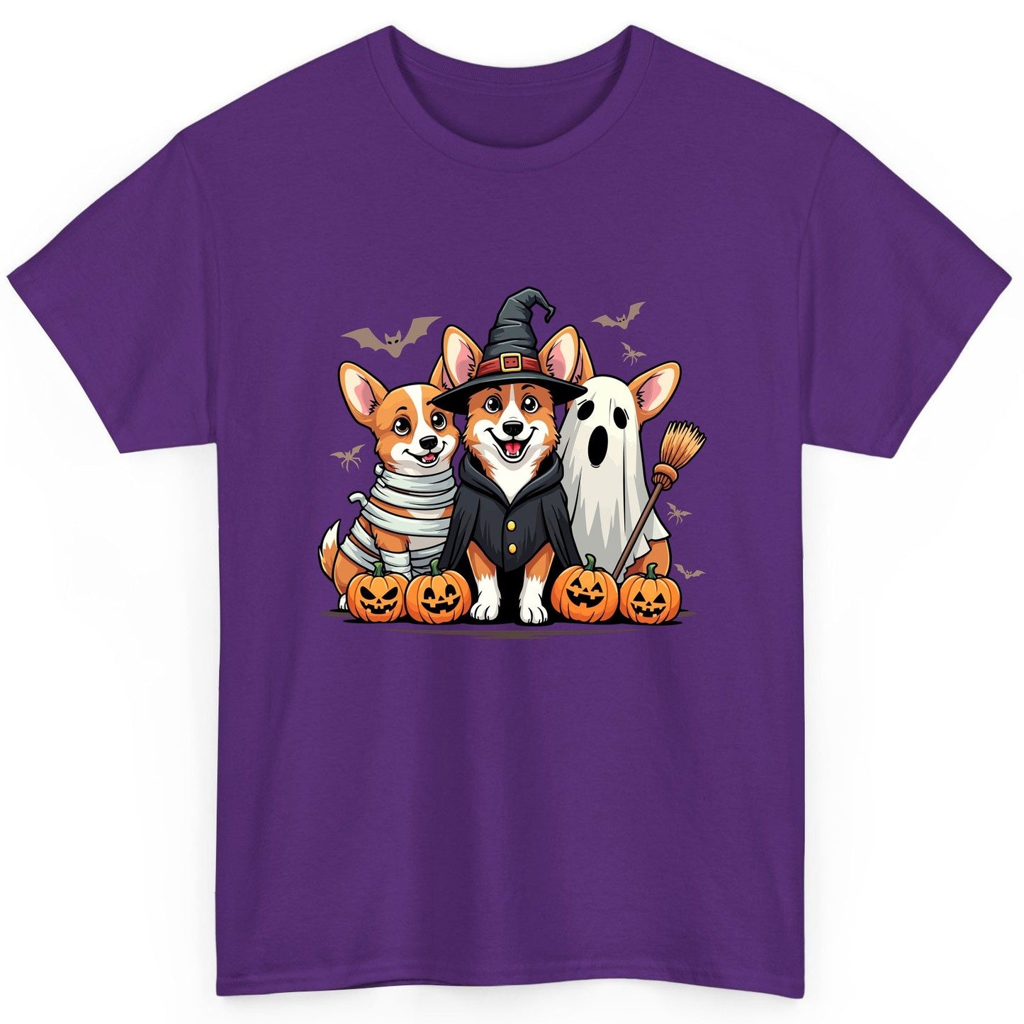 Halloween Corgi Trio Halloween corgis T-Shirt Purple product mockup
