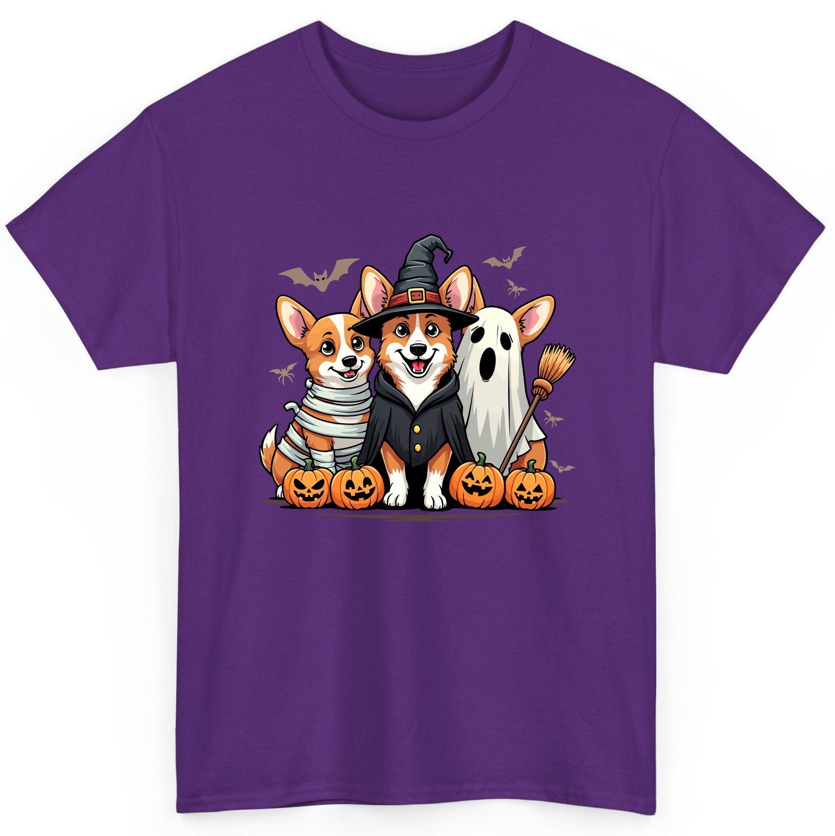 Halloween Corgi Trio Halloween corgis T-Shirt Purple product mockup